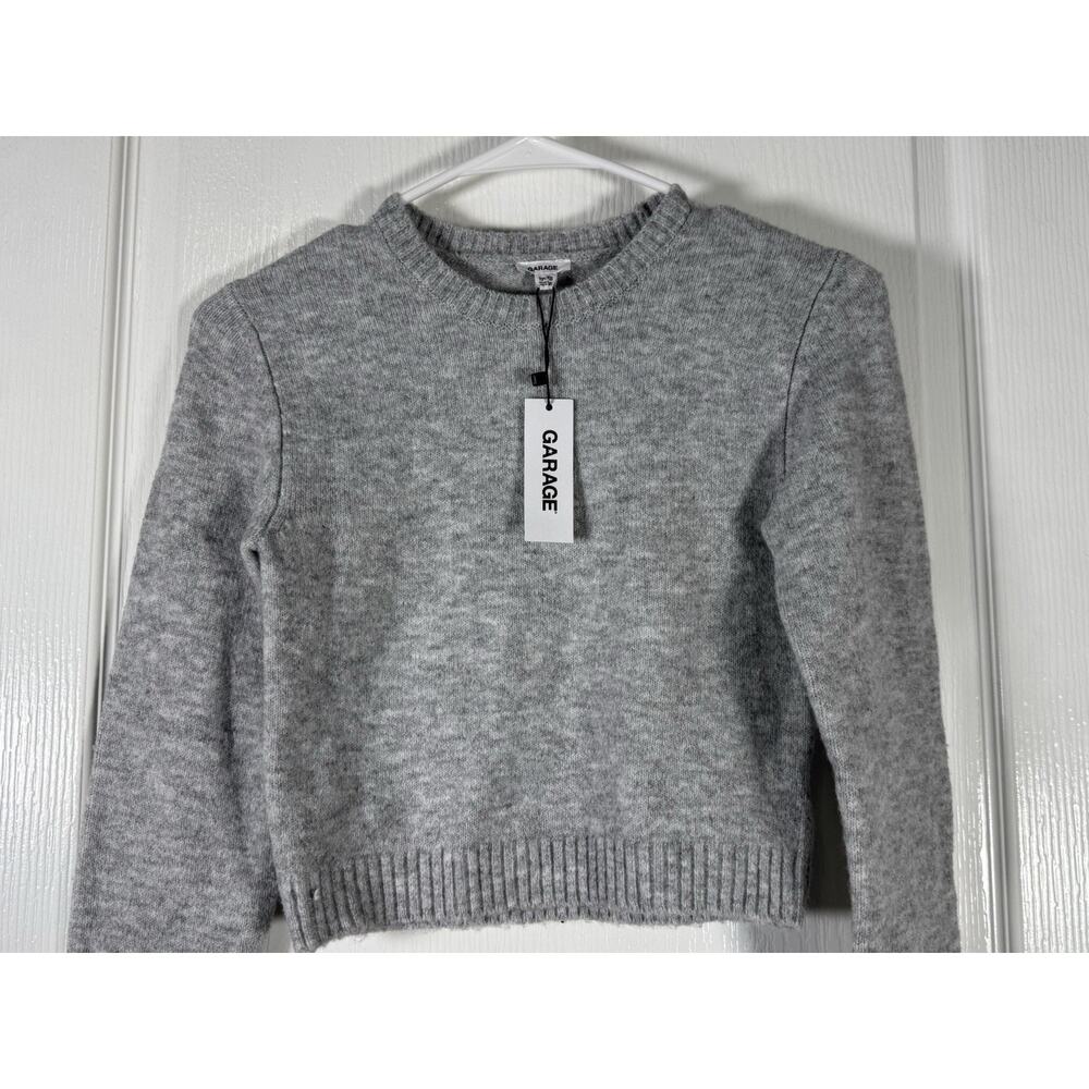Garage Long Sleeve Spongy Crewneck Cropped Sweater Soft Gray XS NWTs Women's